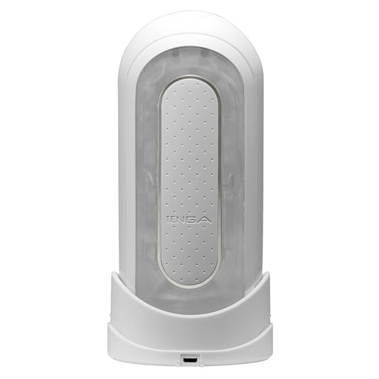 Tenga flip zero vibrating masturbator, a sleek, grey and red pleasure toy for adults.