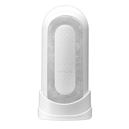 The Tenga Flip 0 Zero, a reusable masturbator, with a smooth grey and black design.