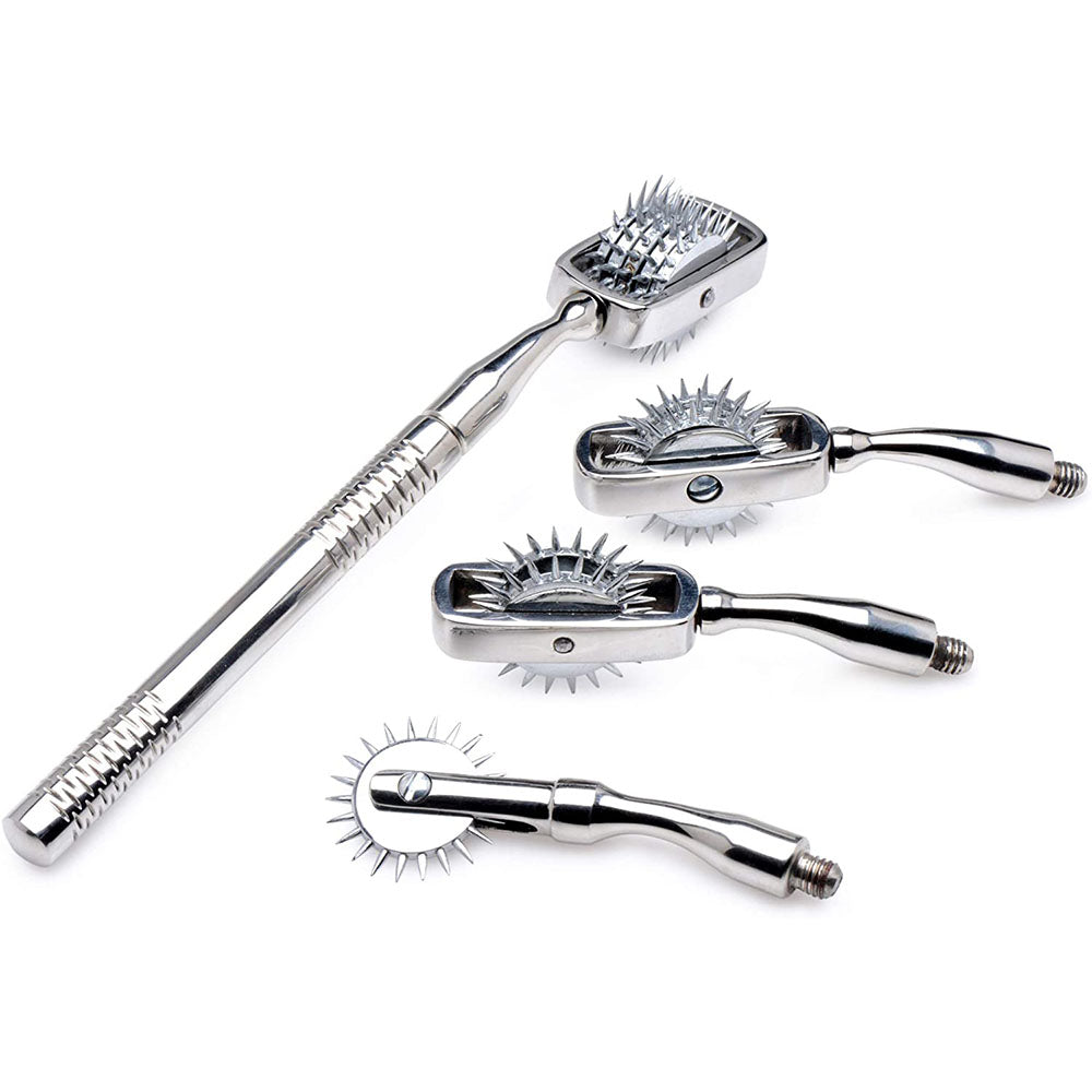 Shots Toys set of four interchangeable pinwheels, medical instruments with colourful handles.
