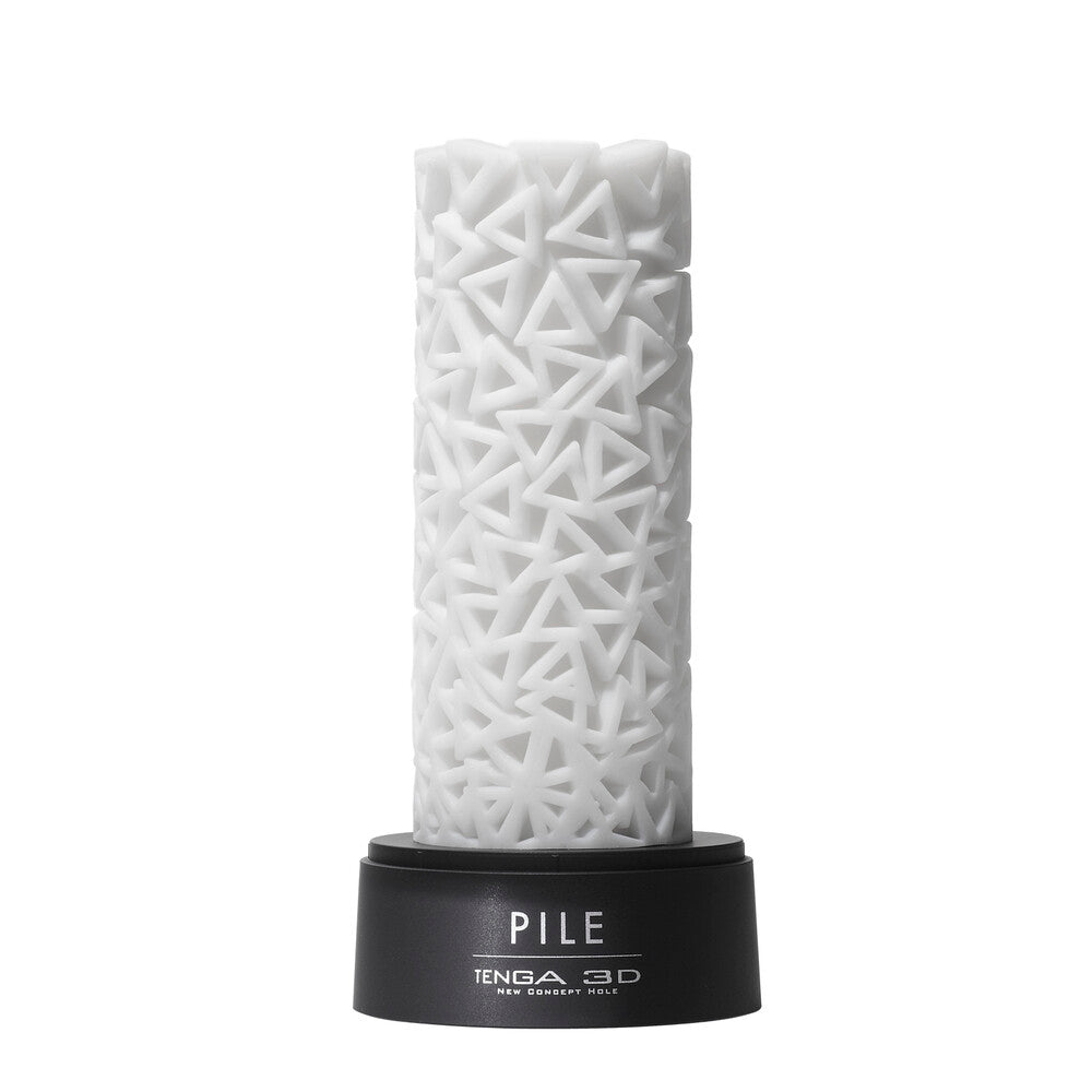 Tenga 3D Pile masturbator with textured interior, shown in a neutral, fleshy tone.
