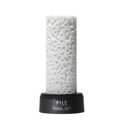 Tenga 3D Pile masturbator with textured interior, shown in a neutral, fleshy tone.