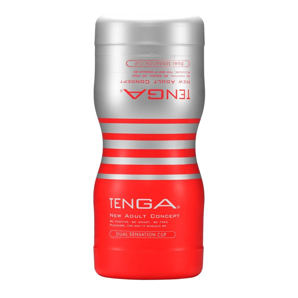 Tenga dual sensation cup masturbator; a textured, reusable pleasure object for intimate enjoyment.
