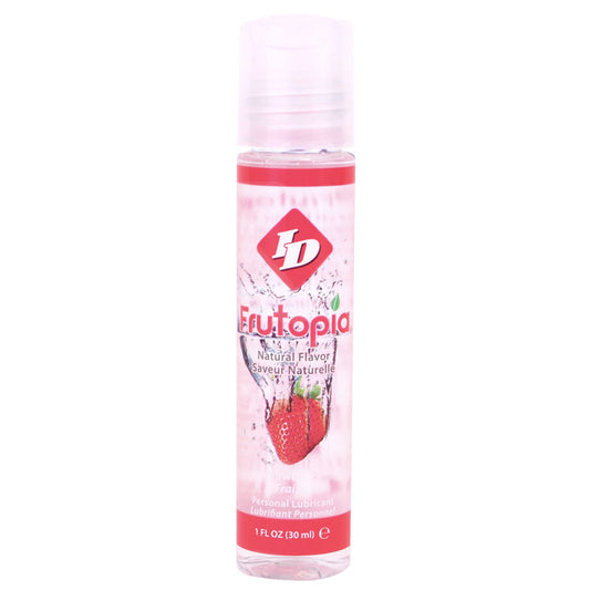 A small red bottle of strawberry flavoured personal lubricant from ID Lube.
