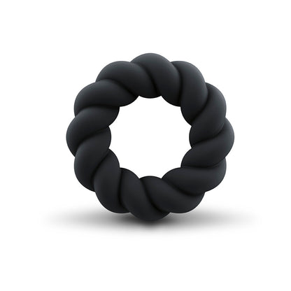 Rocks Off Twist cock ring, a black textured love ring for enhanced pleasure.