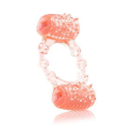 Close-up of a sleek, dual-textured vibrating cock ring for enhanced pleasure and intimacy.