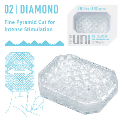 Textured diamond patterned masturbator sleeve, a pleasure-enhancing experience by tenga, in grey