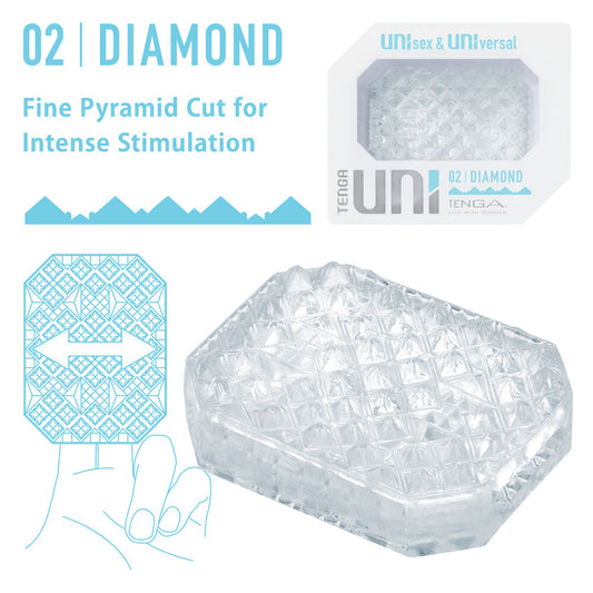 Textured diamond patterned masturbator sleeve, a pleasure-enhancing experience by tenga, in grey