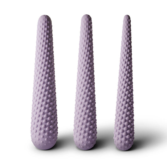rocks off unite dilator set for kegel exercises, graduated sizes in smooth, skin-safe material.