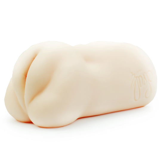 Utensil Race masturbator, fleshy pink silicone, textured for enhanced pleasure, discreet and ergonomic design.