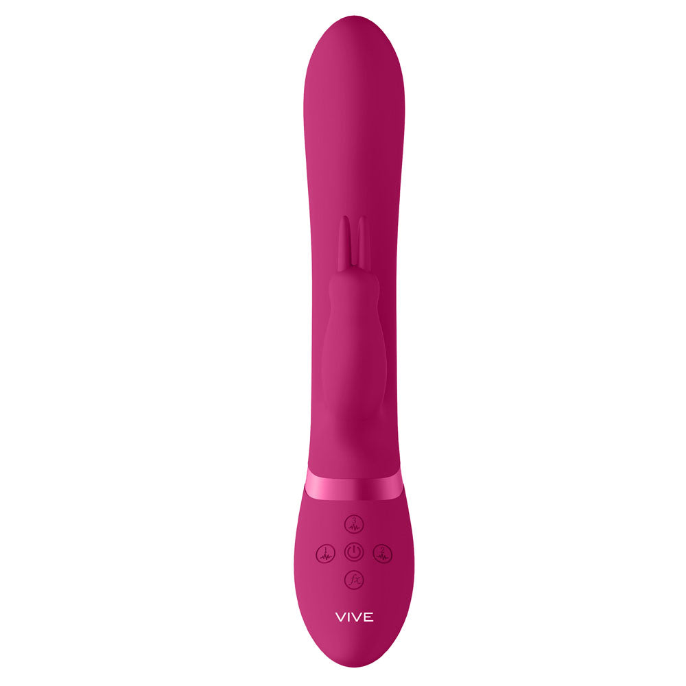 Vive Amoris pink rabbit vibrator with textured stimulating beads for extra pleasure.