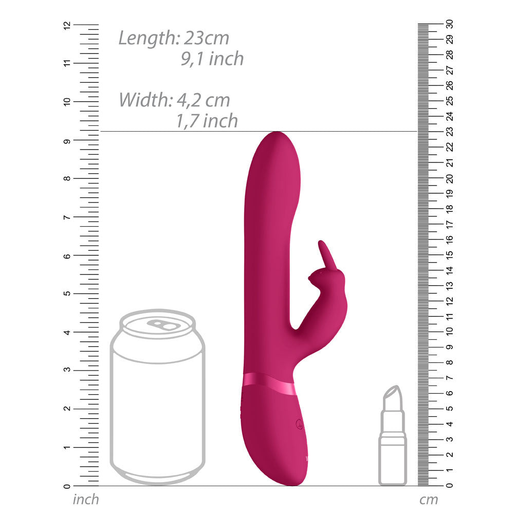 Pink rabbit vibrator from Shots Toys with stimulating beads for pleasure and fun.