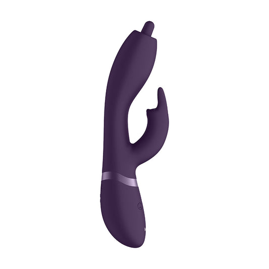 Shots Toys Vive Nilo purple bunny vibrator with pinpoint rotating g-spot stimulator.