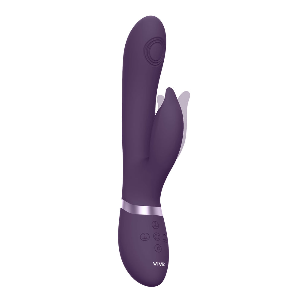 Purple g-spot vibrator from shots toys with pulse wave and vibrating clitoral stimulator.