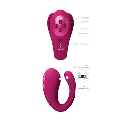 Shots Toys Yoko vibe in pink, featuring pulse waves for clitoral stimulation, close-up.