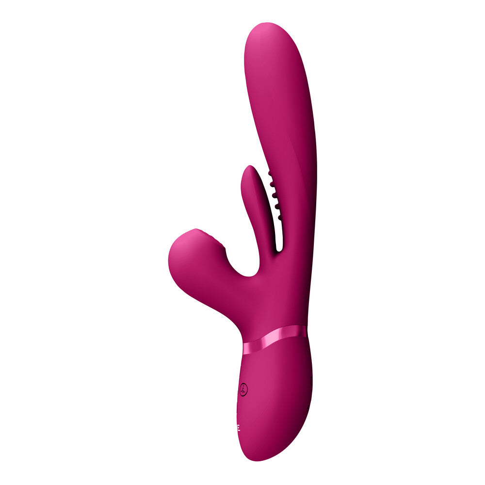 Pink vive vibrating sex toy with clitoral stimulators for satisfying intimate pleasure