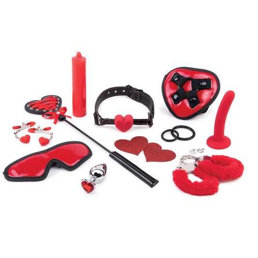 Ten-piece bondage kit with restraints and gags, ideal for spicing things up.