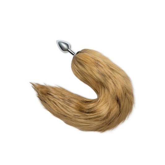 Whipsmart furry tales foxtail butt plug, ginger coloured faux fur tail with metal plug.