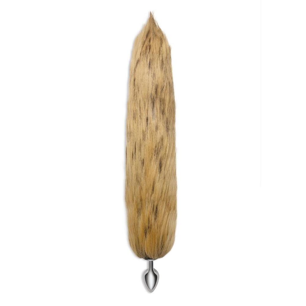 Whipsmart furry tales foxtail butt plug, bushy red tail with a smooth silver base.
