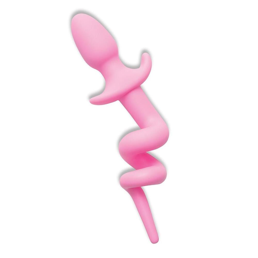 Furry Tales silicone piggy tail butt plug, pink, shiny finish, playful adult toy