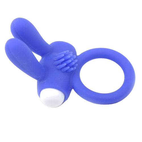 Blue love ring with playful rabbit ears, a fun and stimulating sex toy.