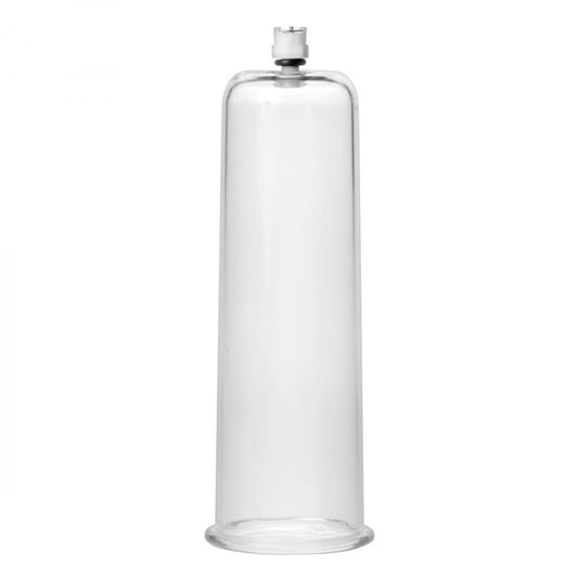 clear plastic size matters cock and ball cylinder, 2.75 inch inner diameter.