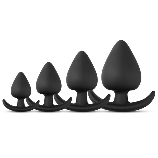 Small set of assorted butt plugs with varying sizes and smooth finish.