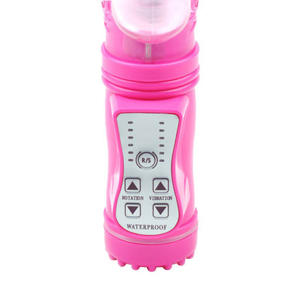 Pink bunny vibrator with a thrusting motion, a fun sex toy for pleasure.