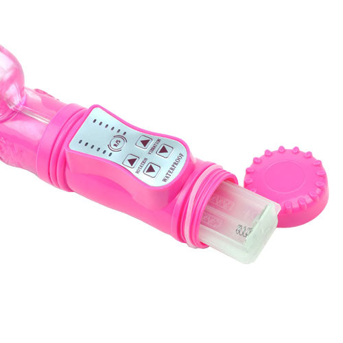 Pink bunny vibrator with thrusting motion, a delightful adult toy for pleasure.