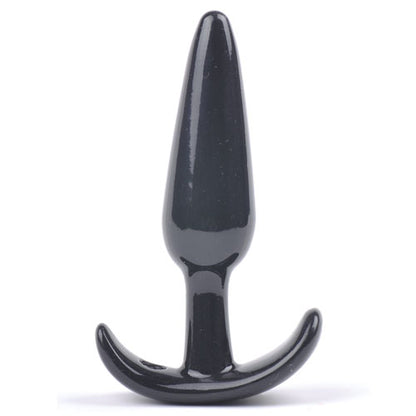 Small, tapered black anal plug, likely silicone, for comfortable and discreet backdoor fun.