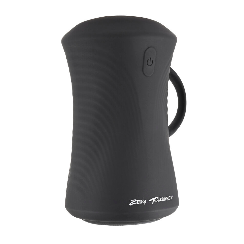 Zero Tolerance gyro stroke masturbator, textured grey and black sleeve for solo pleasure.
