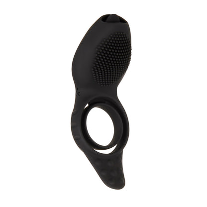 zero tolerance mr flicker vibrating cock ring, black silicone, textured for enhanced pleasure.