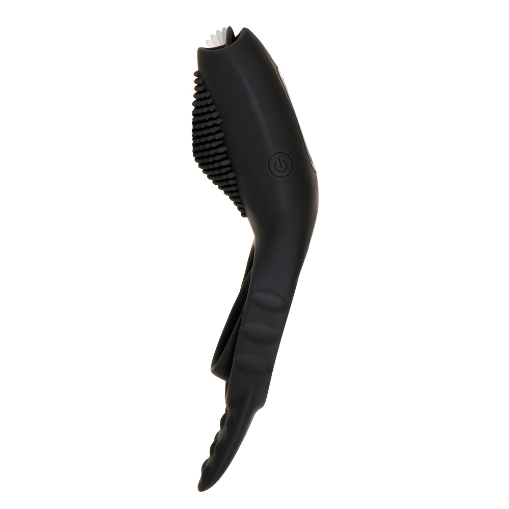 Zero Tolerance mr flicker love ring vibrator, a textured black silicone cock ring.