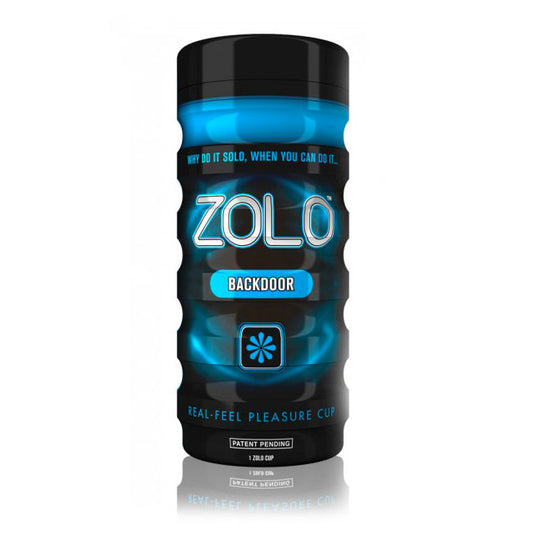 Zolo back door masturbator cup, flesh-toned silicone with ribbed interior, for solo male pleasure.