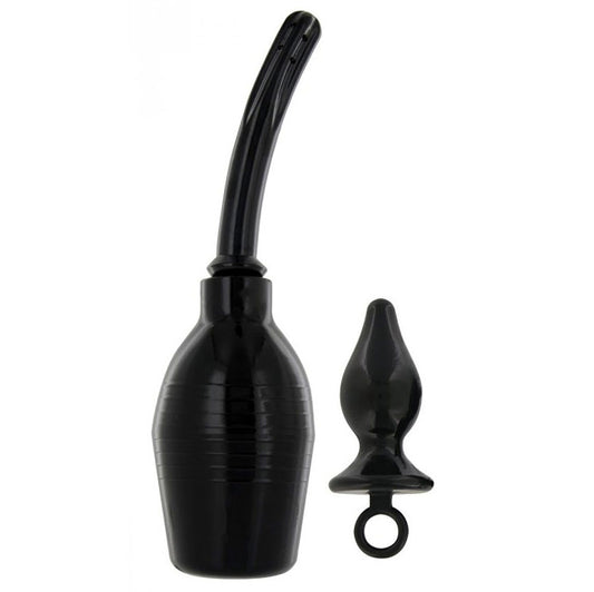 Clean Stream enema kit with clear bottle, tubing, and attachments for personal hygiene.