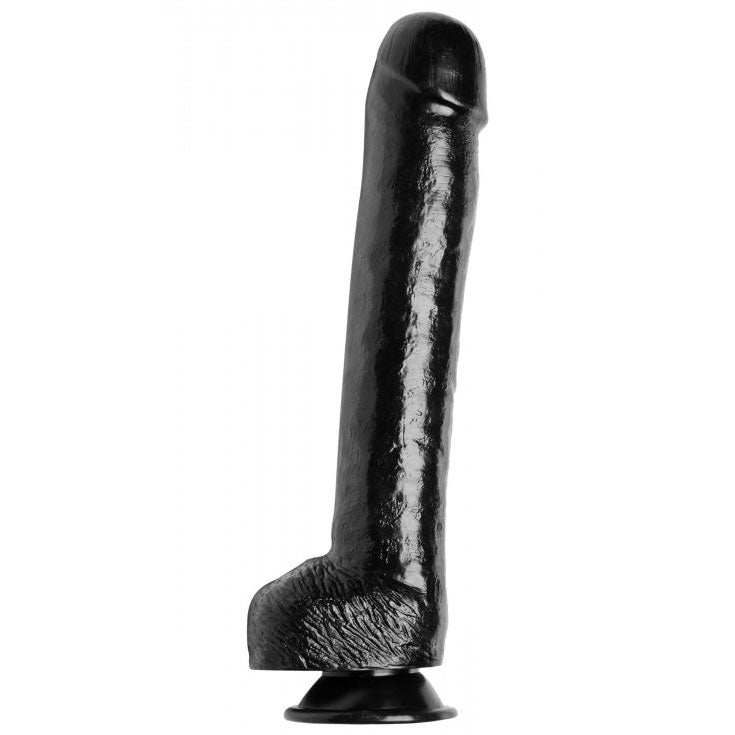 Master Series black dildo with a large suction cup base for secure play