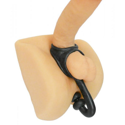 master series tower cock ring with butt plug, metallic finish, for enhanced pleasure