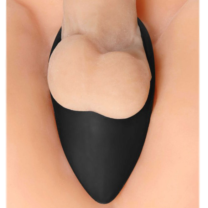 Master Series taint teaser cock ring: smooth purple silicone love ring for pleasure.