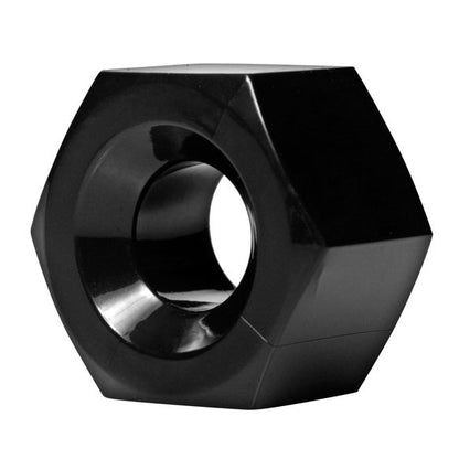 Master Series hex cock ring and ball stretcher, heavy duty bondage in metal.