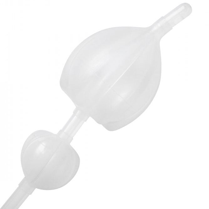 Clean Stream's blue silicone double bulb enema system, inflated and ready for personal hygiene use.