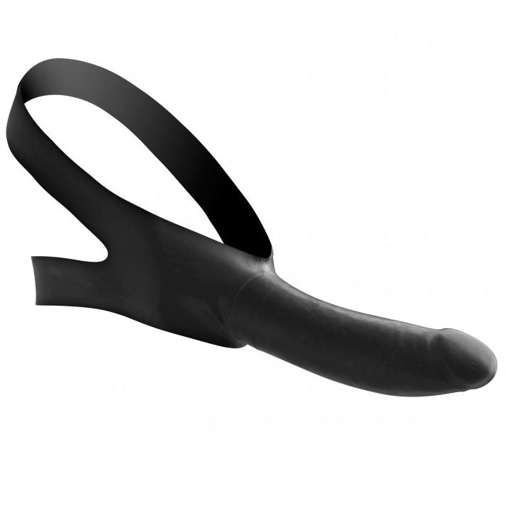 Master Series face strap-on dildo and mouth gag, black material, adult use
