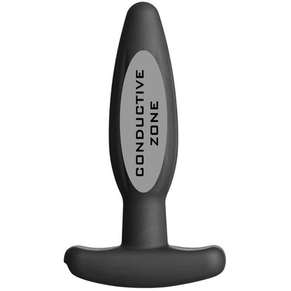 ElectraStim Noir Rocker small butt plug, black electro sex stimulation toy with curved design.