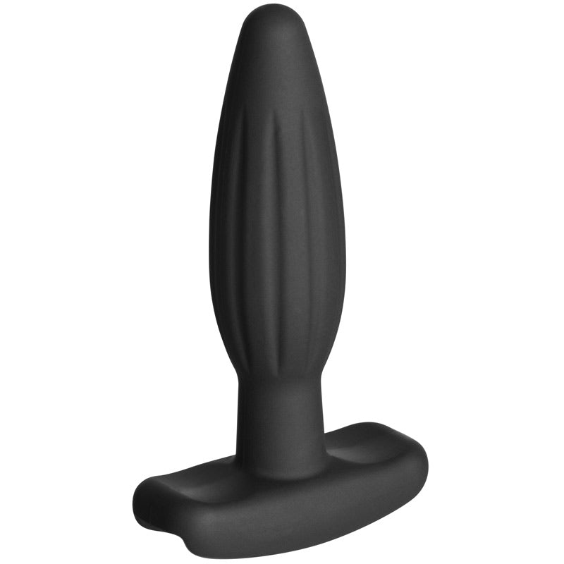 ElectraStim Noir Rocker butt plug (small), black electro sex stimulation toy with curved base.