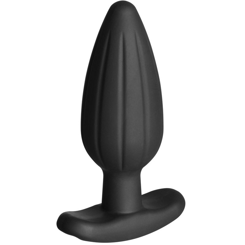 Large black electro sex butt plug with rocker base for pleasure play