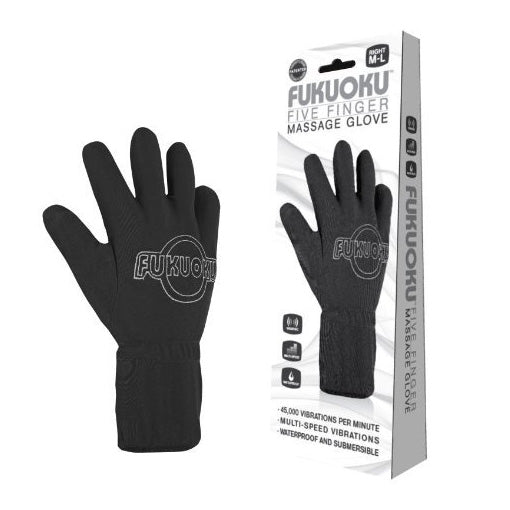 Right-hand fukuoku massage glove by finger fitting products, vibrating five finger design.