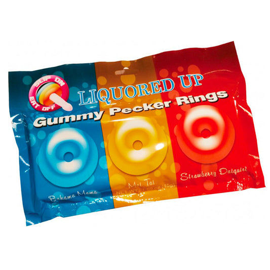A bag of cheeky, edible gummy cock rings from Hott Products Unlimited.