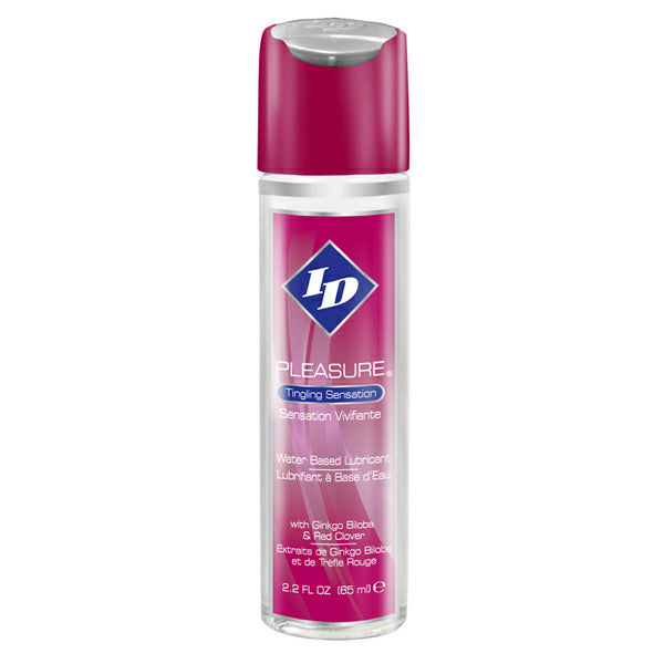 Bottle of id pleasure personal lubricant, a clear and smooth gel for intimacy.