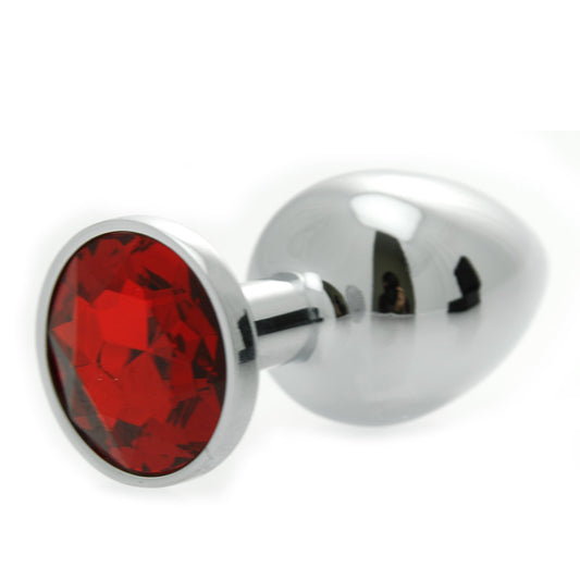 rimba jewel butt plug in silver metal with a sparkly gem stone for pleasure