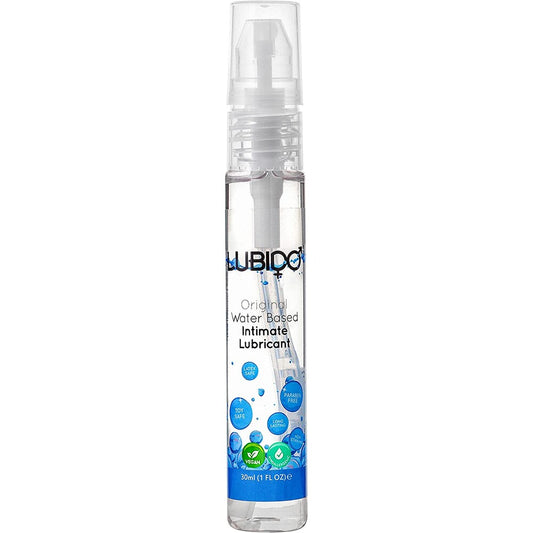 Small bottle of lubido 30ml paraben-free water-based lubricant from love kinx, clear liquid.