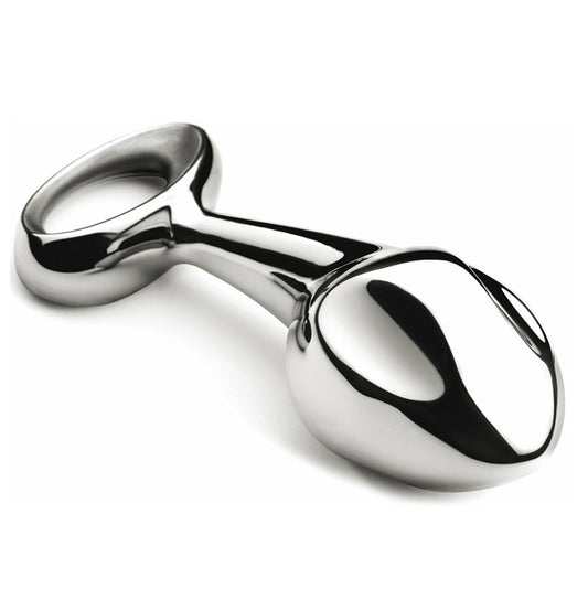 Extra large, polished stainless steel butt plug from Njoy, for pleasure and exploration.
