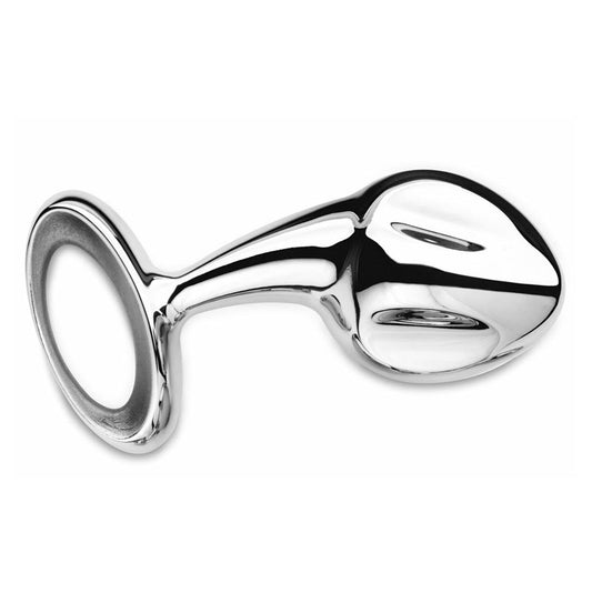 Extra large stainless steel butt plug with a highly polished finish, made by njoy.